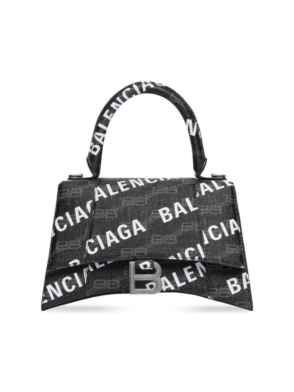 Balenciaga Pre-Owned-Black BB Monogram Hourglass Printed Small Leather Satchel